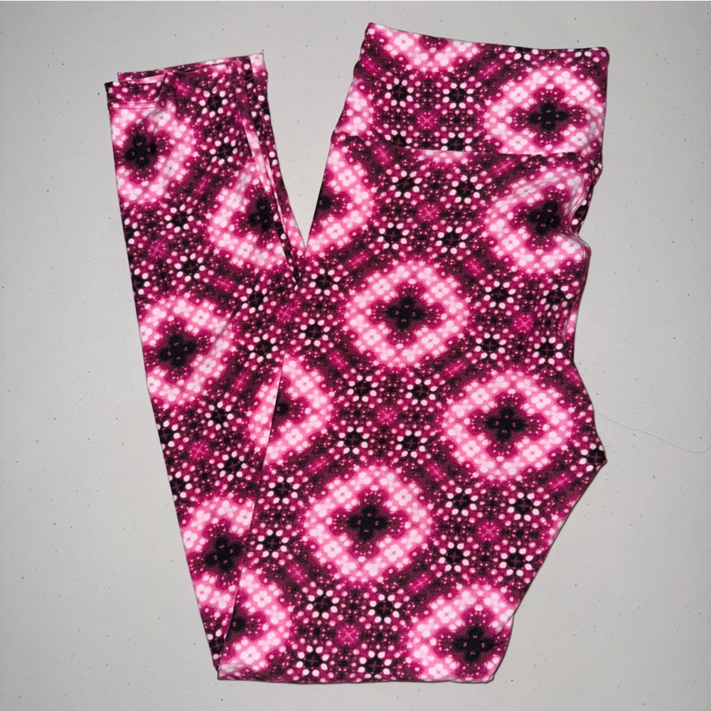 LuLaRoe Pink Geometric Patterned Leggings One Size